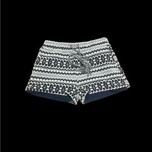 Women’s Blue & White Aztec Print Drawstring Shorts